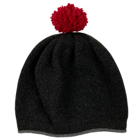 charcoal pom pom hat 